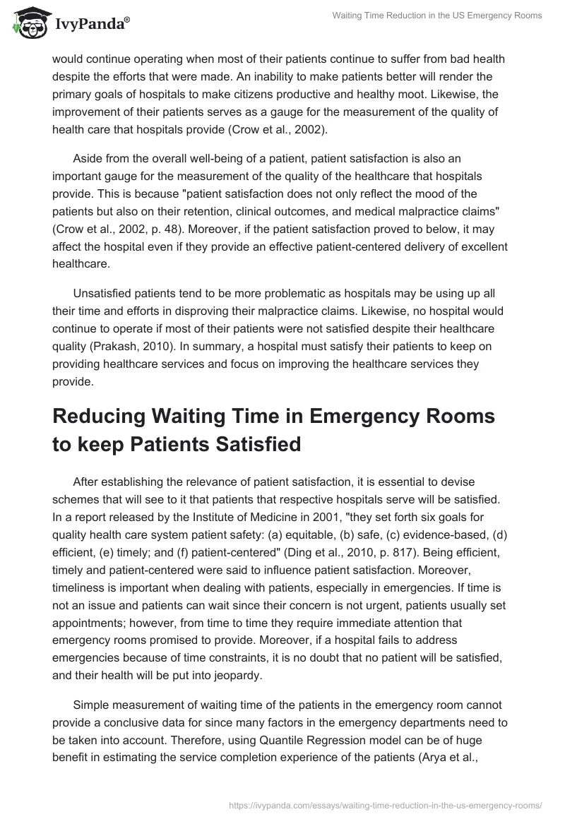 Waiting Time Reduction in the US Emergency Rooms. Page 5