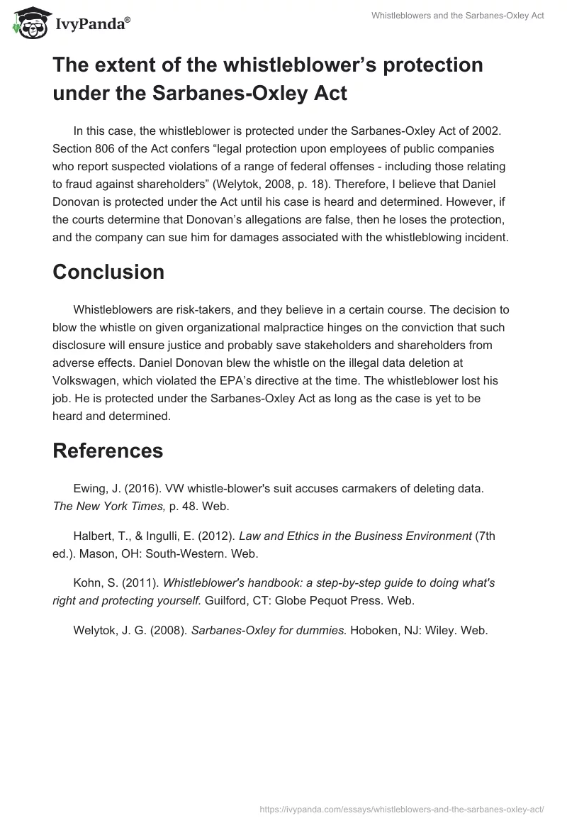 Whistleblowers and the Sarbanes-Oxley Act. Page 3