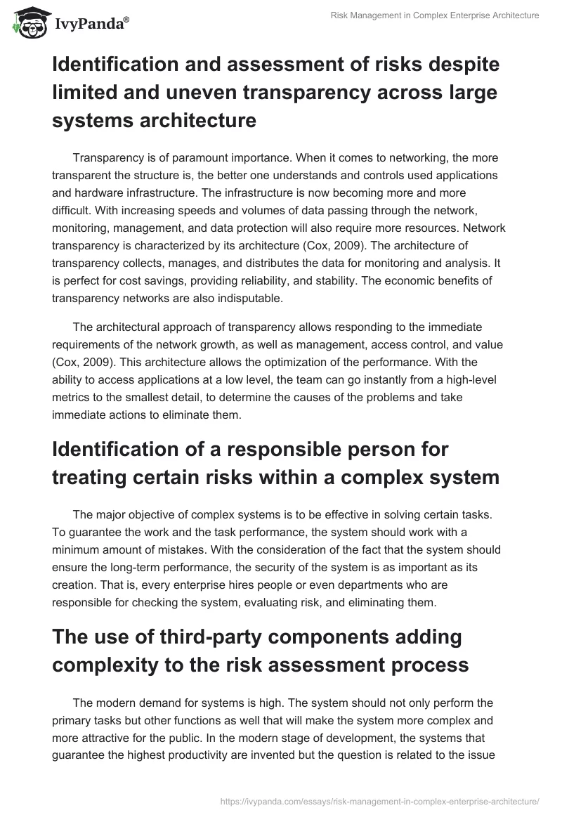Risk Management in Complex Enterprise Architecture. Page 2