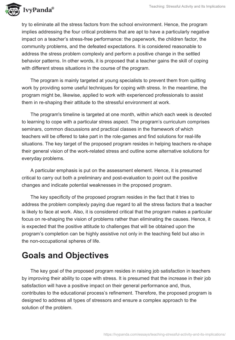 Teaching: Stressful Activity and Its Implications. Page 2