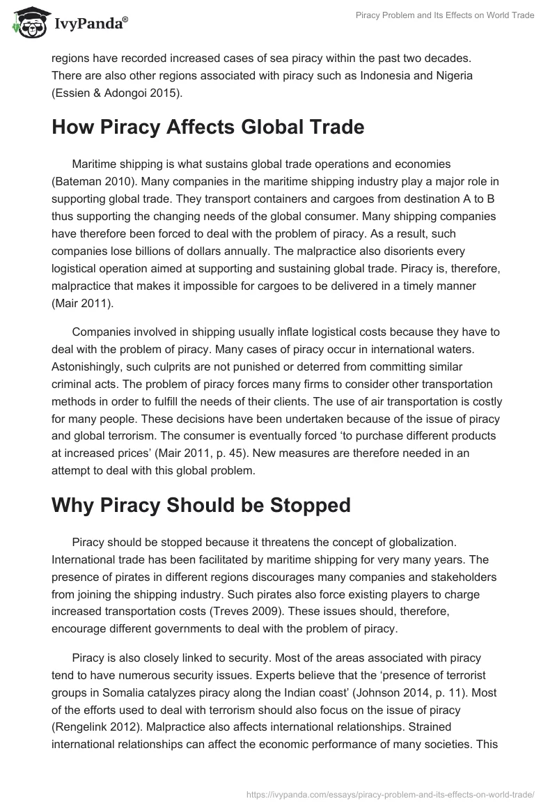 Piracy Problem and Its Effects on World Trade. Page 2