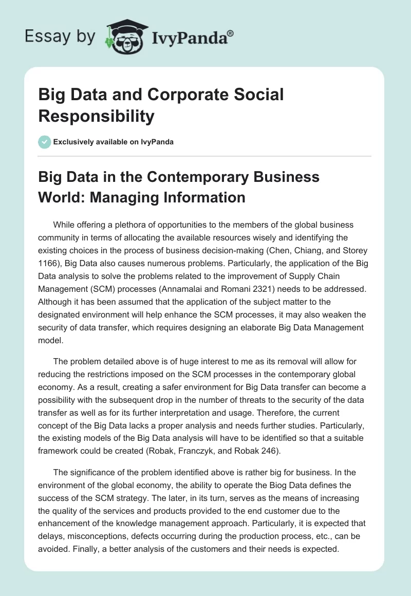 Big Data and Corporate Social Responsibility. Page 1