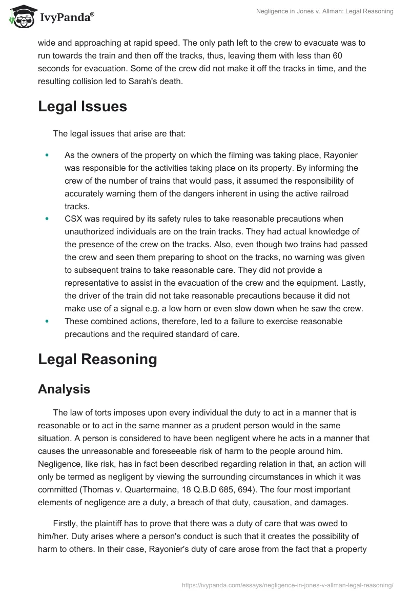 Negligence in Jones v. Allman: Legal Reasoning. Page 2