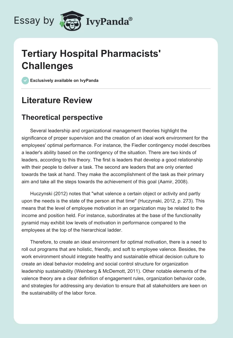 Tertiary Hospital Pharmacists' Challenges. Page 1
