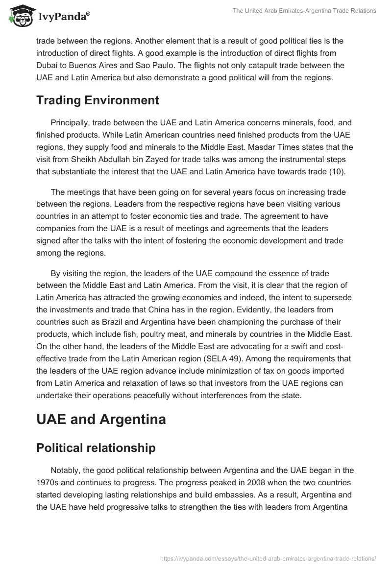 The United Arab Emirates-Argentina Trade Relations. Page 3