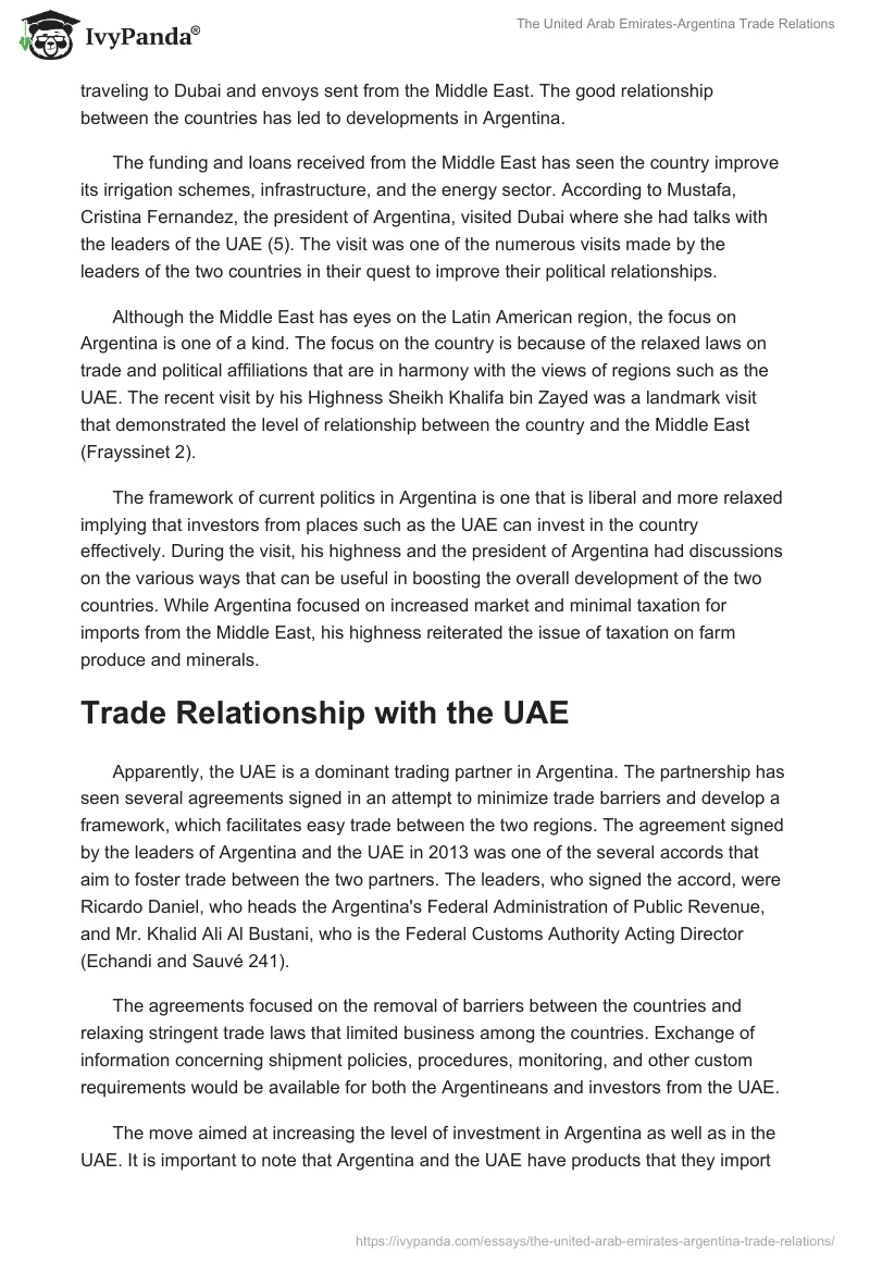 The United Arab Emirates-Argentina Trade Relations. Page 4