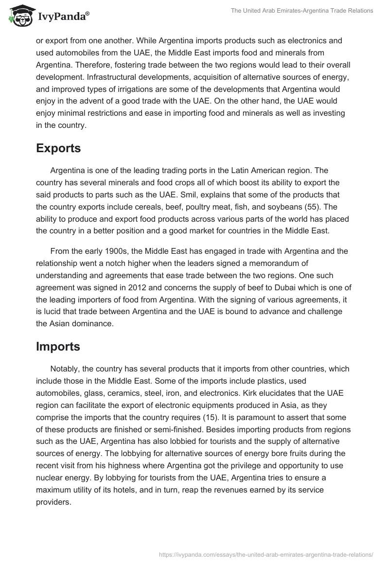 The United Arab Emirates-Argentina Trade Relations. Page 5