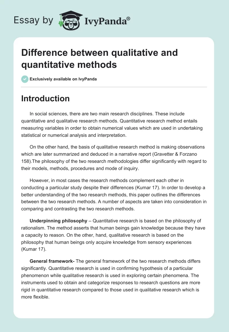 Difference between qualitative and quantitative methods. Page 1