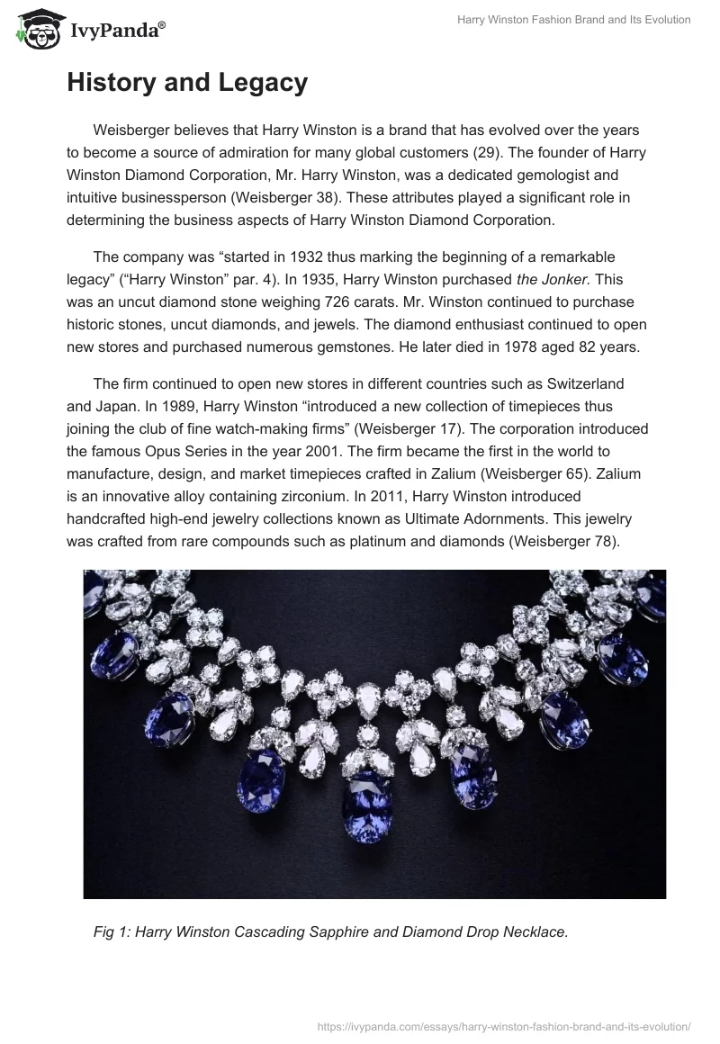 Harry Winston Fashion Brand and Its Evolution. Page 2