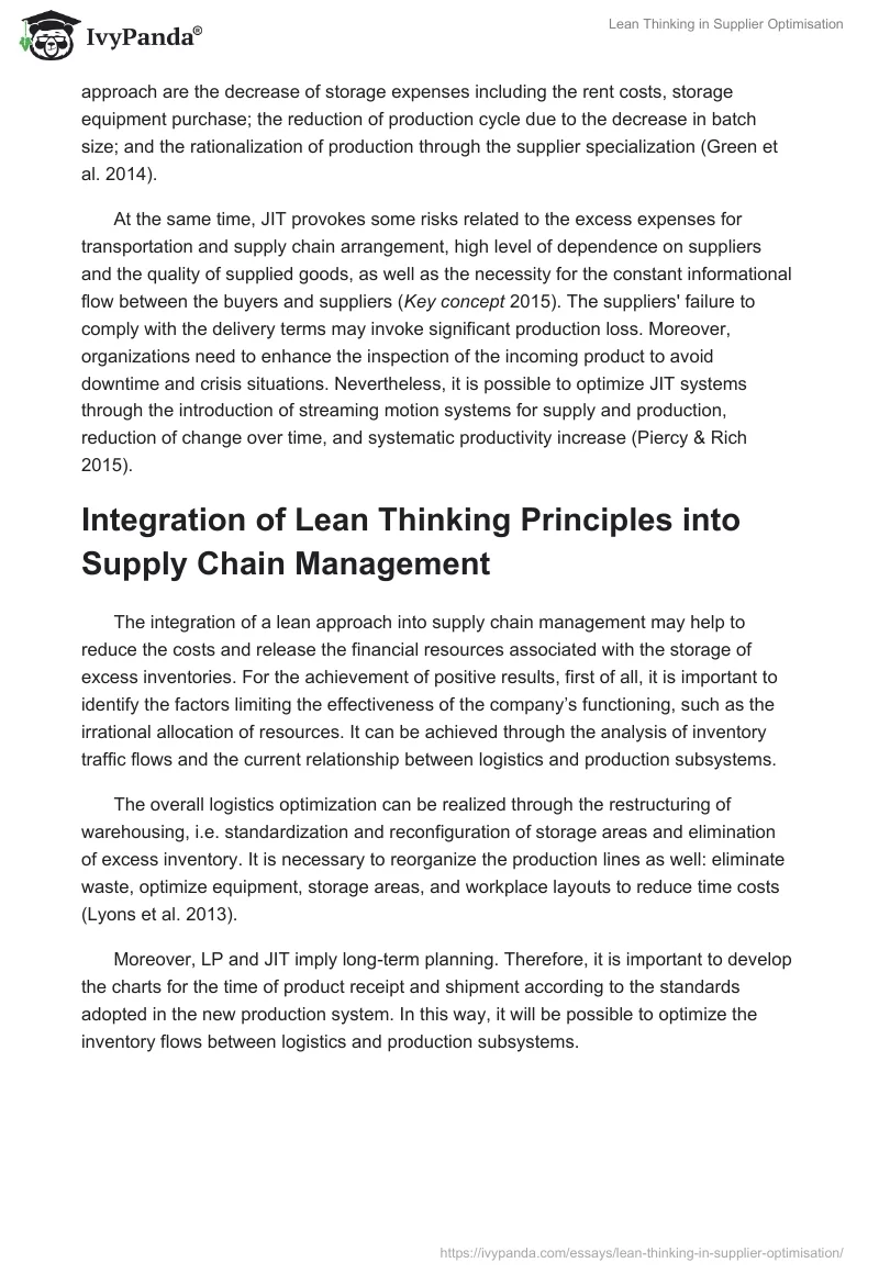 Lean Thinking in Supplier Optimisation. Page 2