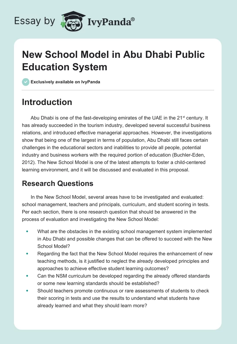 New School Model in Abu Dhabi Public Education System. Page 1