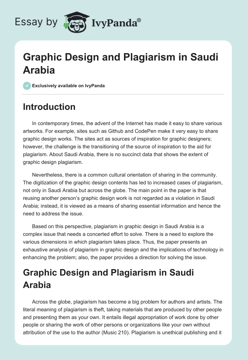 Graphic Design and Plagiarism in Saudi Arabia. Page 1