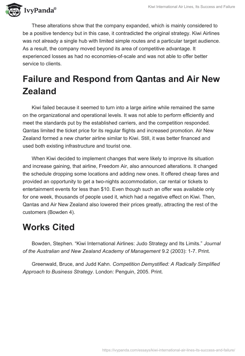 Kiwi International Air Lines, Its Success and Failure. Page 2
