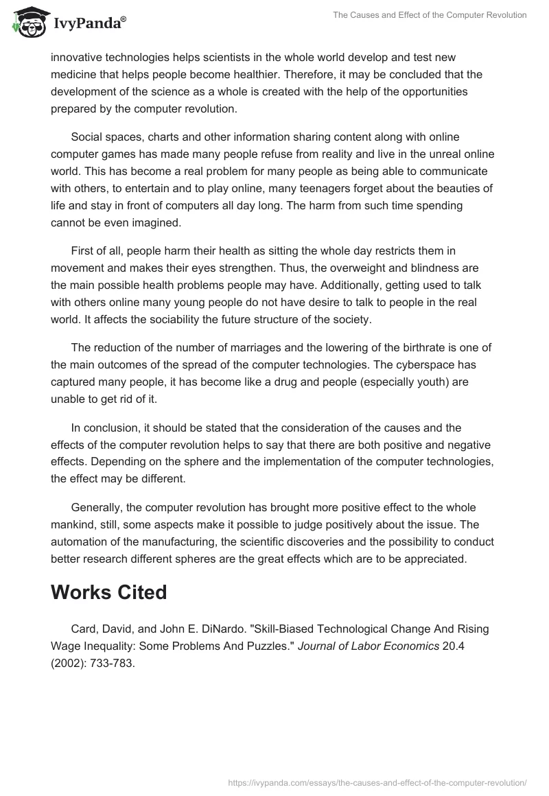 The Causes and Effect of the Computer Revolution. Page 3