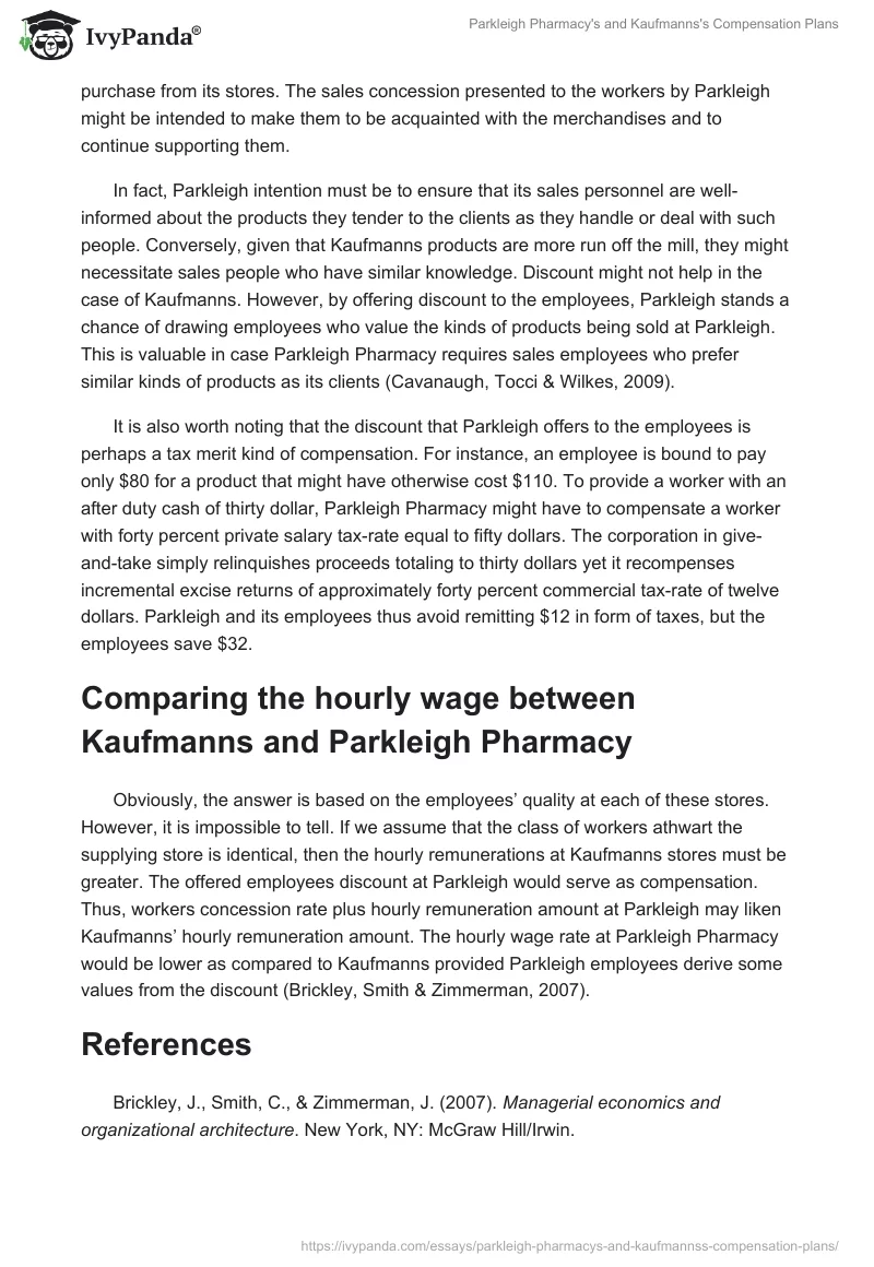 Parkleigh Pharmacy's and Kaufmanns's Compensation Plans. Page 2