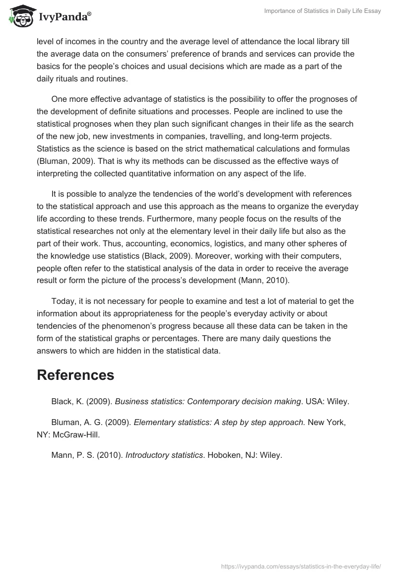 Importance of Statistics in Daily Life Essay. Page 2
