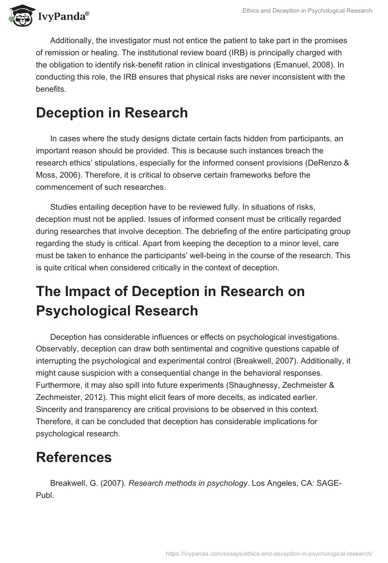 Ethics and Deception in Psychological Research. Page 2
