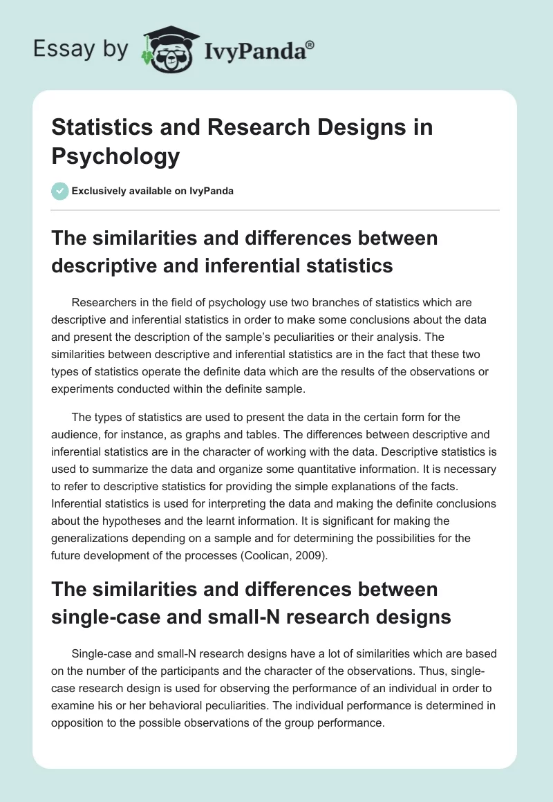 Statistics and Research Designs in Psychology. Page 1