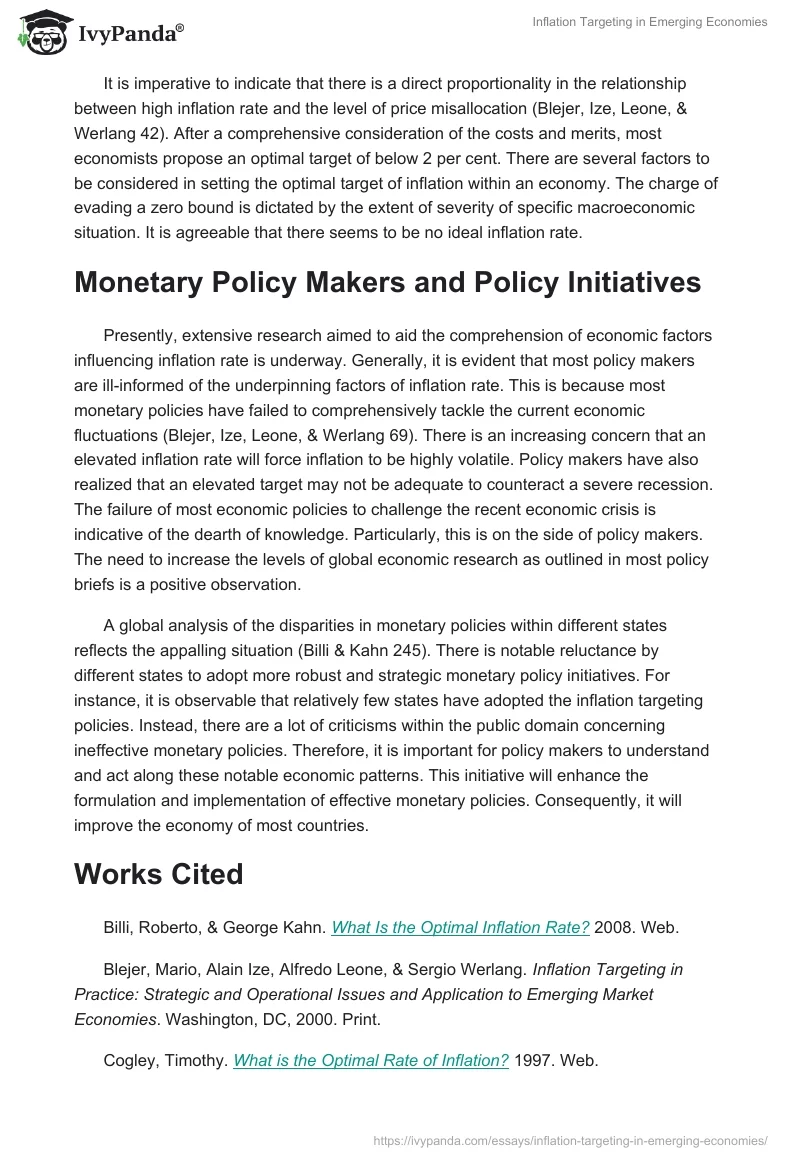 Inflation Targeting in Emerging Economies. Page 4