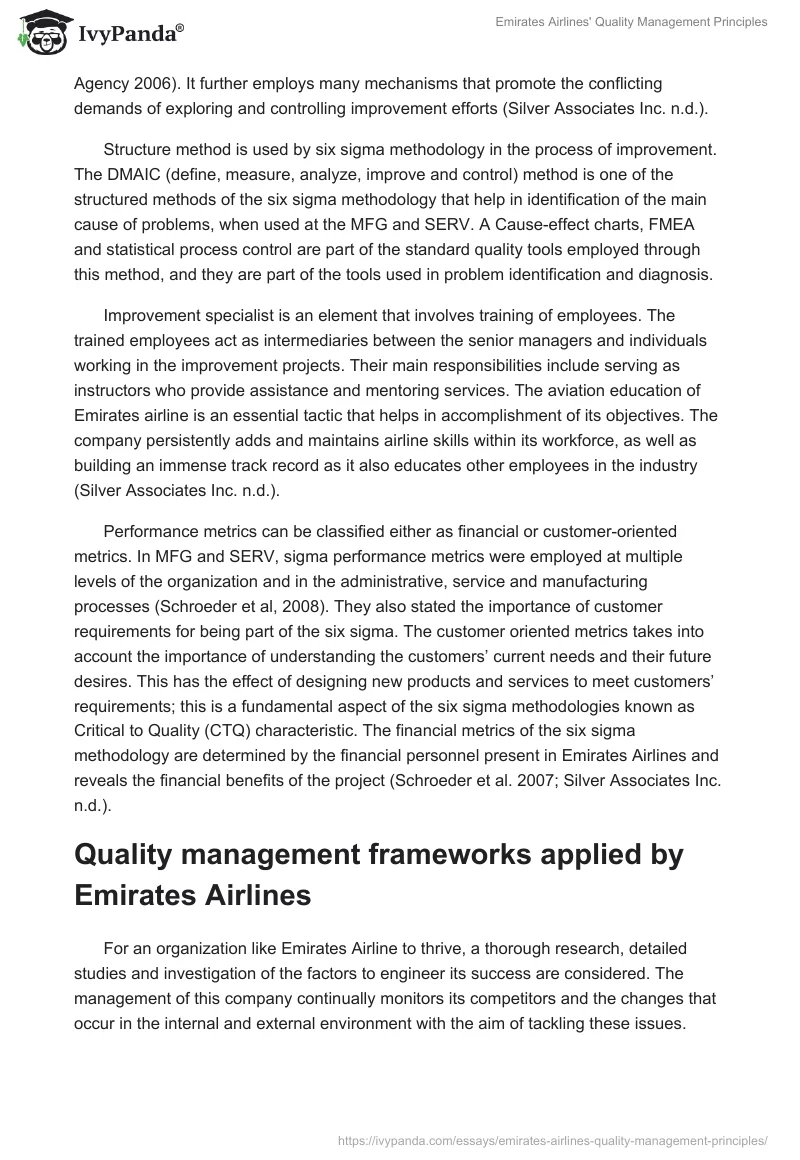 Emirates Airlines' Quality Management Principles. Page 4
