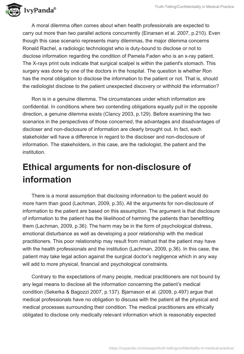 Truth-Telling/Confidentiality in Medical Practice. Page 2