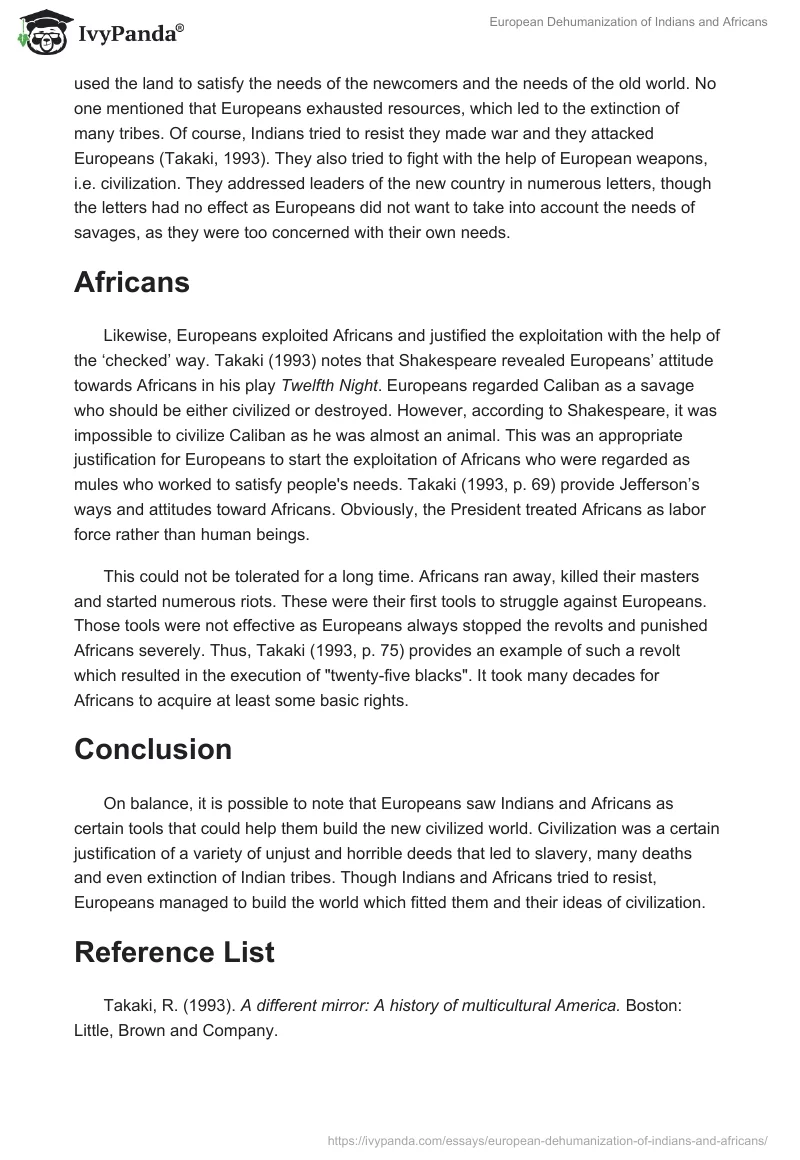 European Dehumanization of Indians and Africans. Page 2