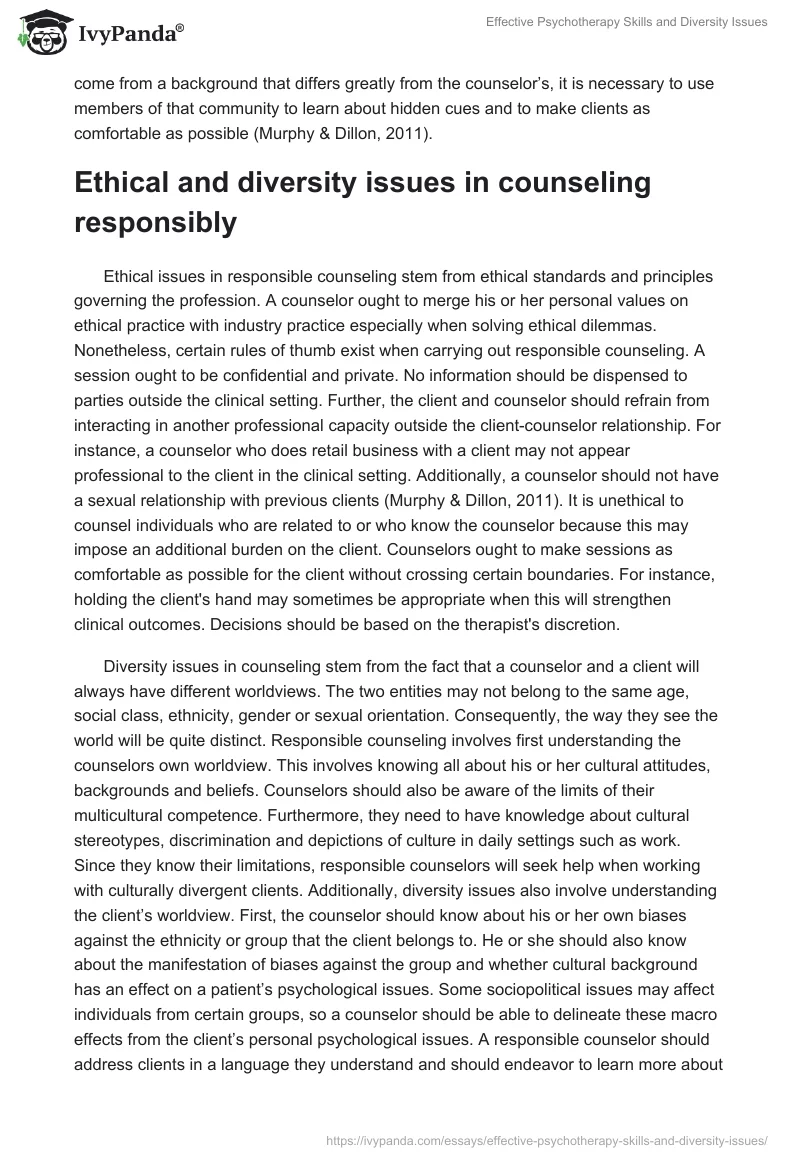 Effective Psychotherapy Skills and Diversity Issues. Page 2