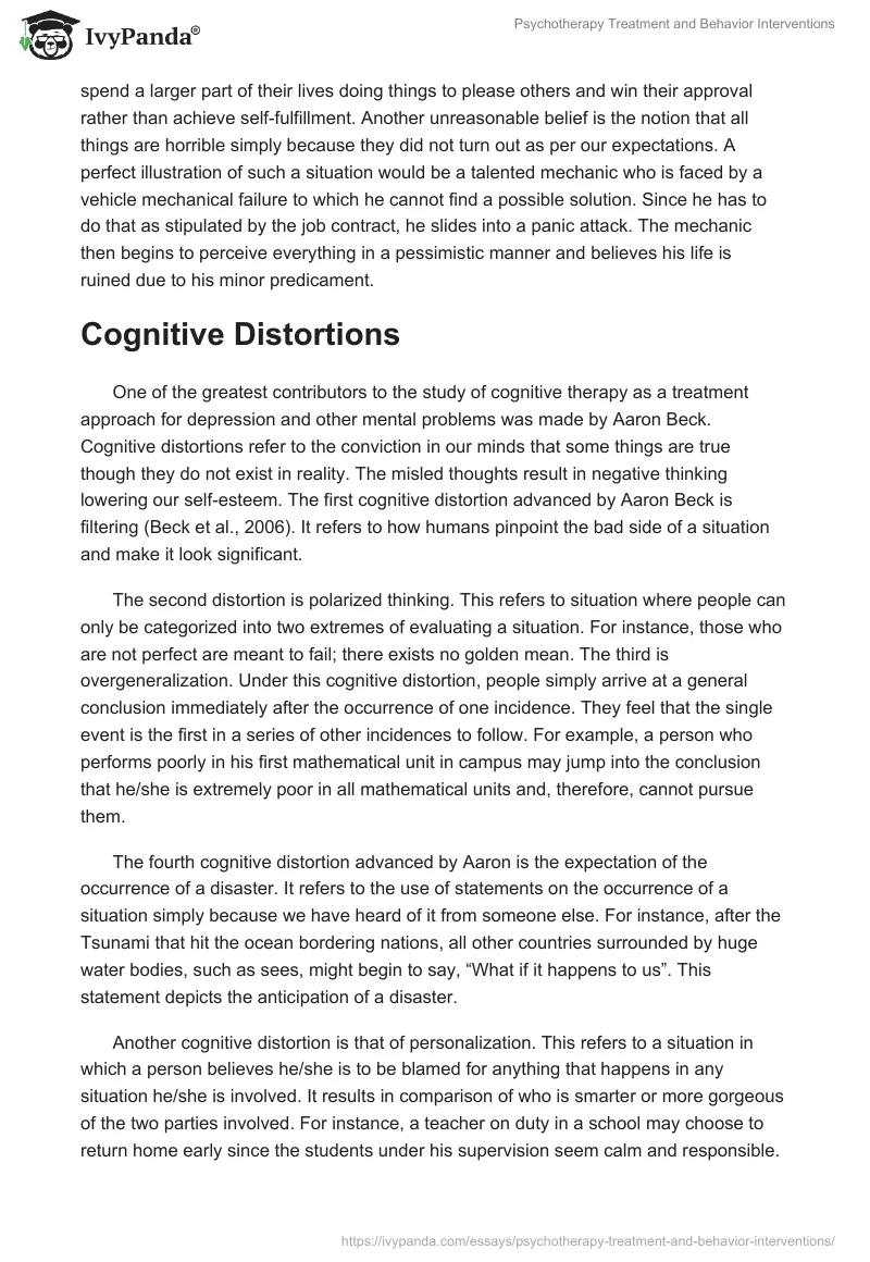 Psychotherapy Treatment and Behavior Interventions. Page 3