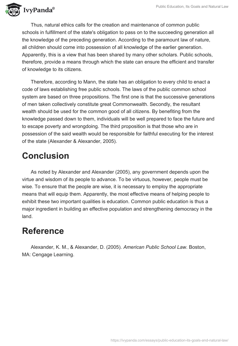 Public Education, Its Goals and Natural Law. Page 2
