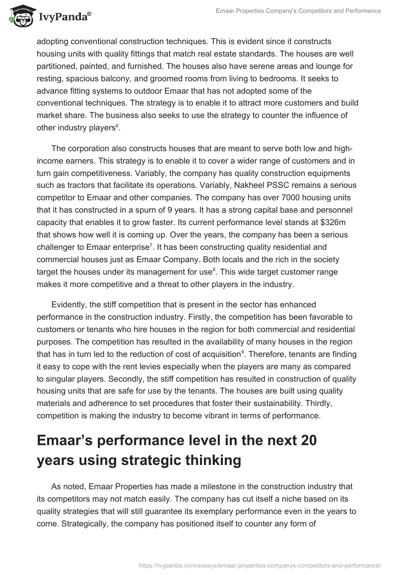 Emaar Properties Company's Competitors and Performance. Page 3