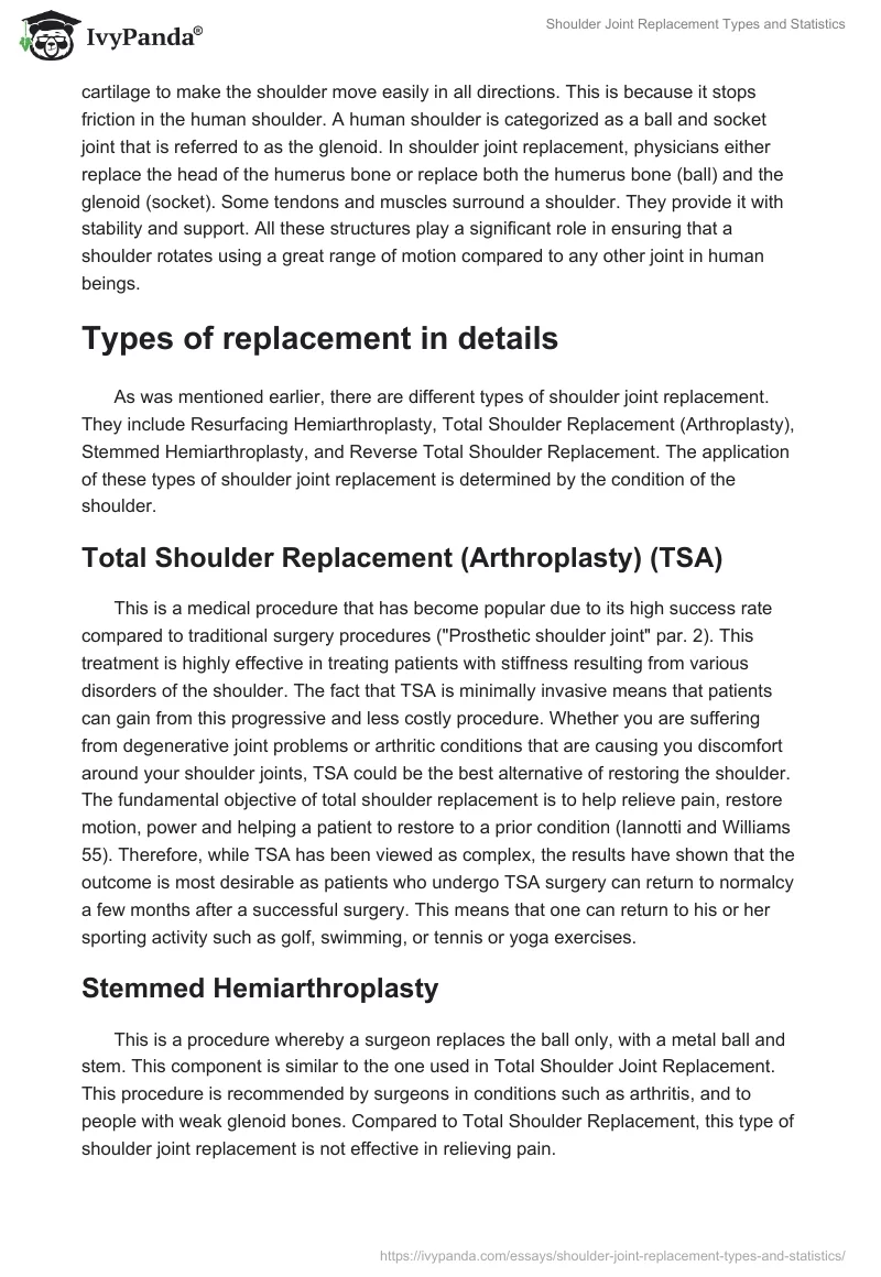 Shoulder Joint Replacement Types and Statistics. Page 2