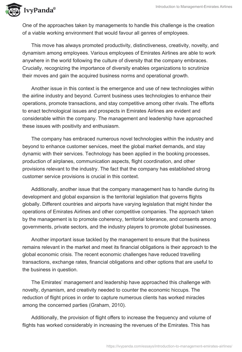 Introduction to Management-Emirates Airlines. Page 3
