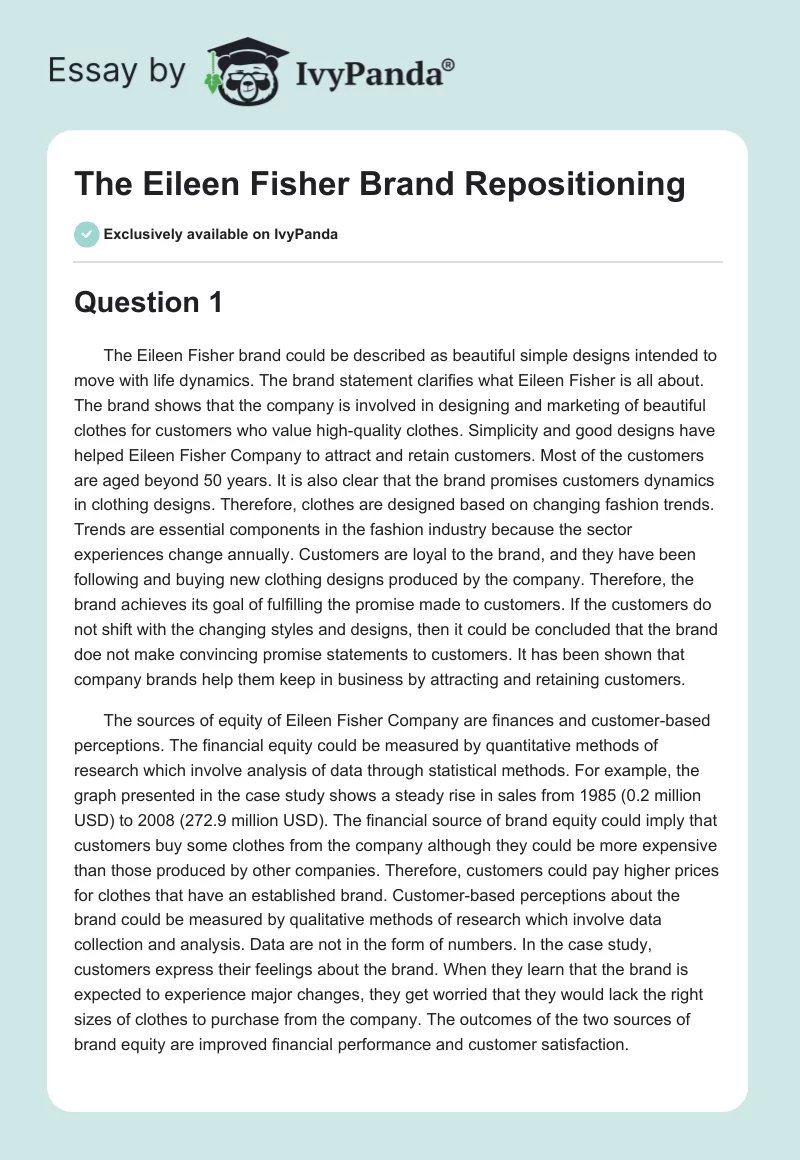 The Eileen Fisher Brand Repositioning. Page 1