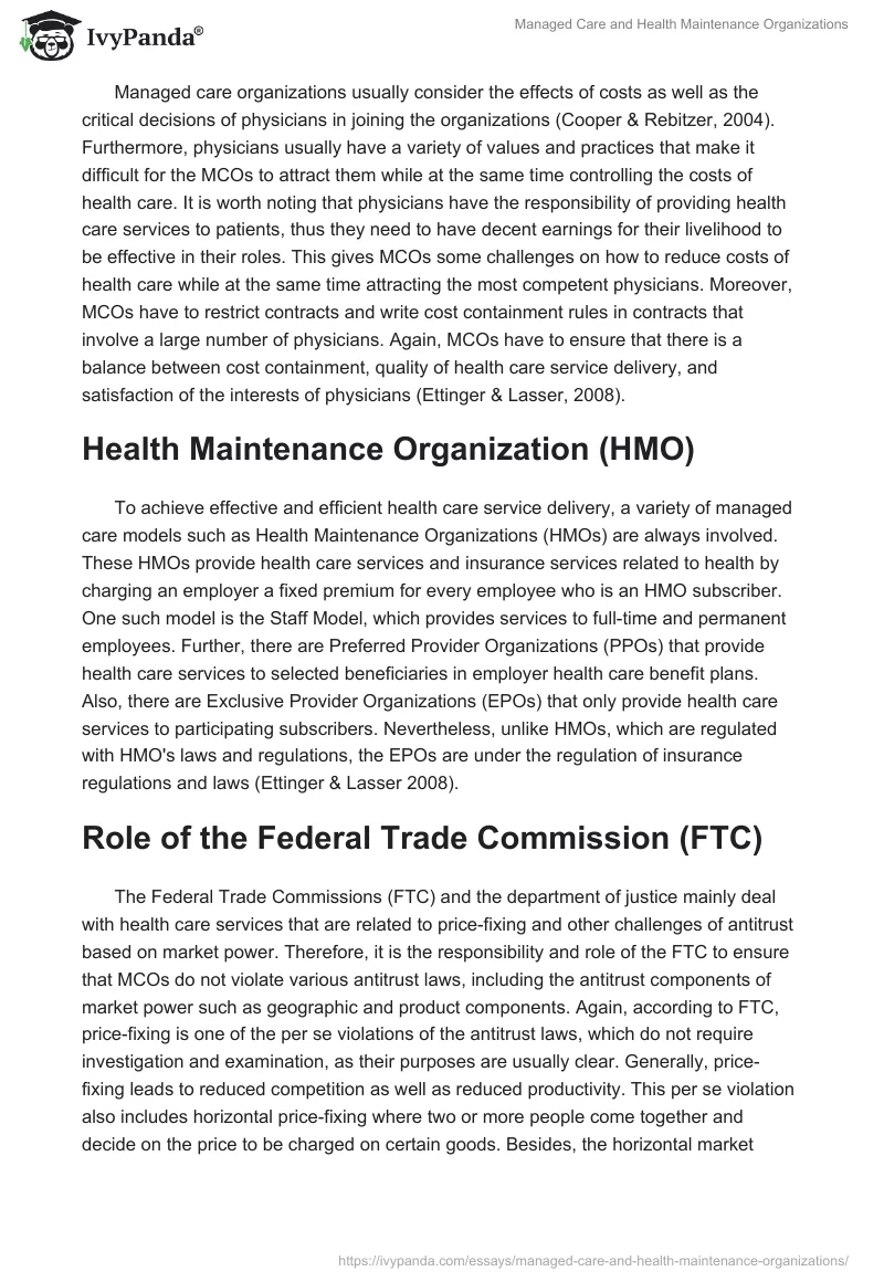 Managed Care and Health Maintenance Organizations. Page 2