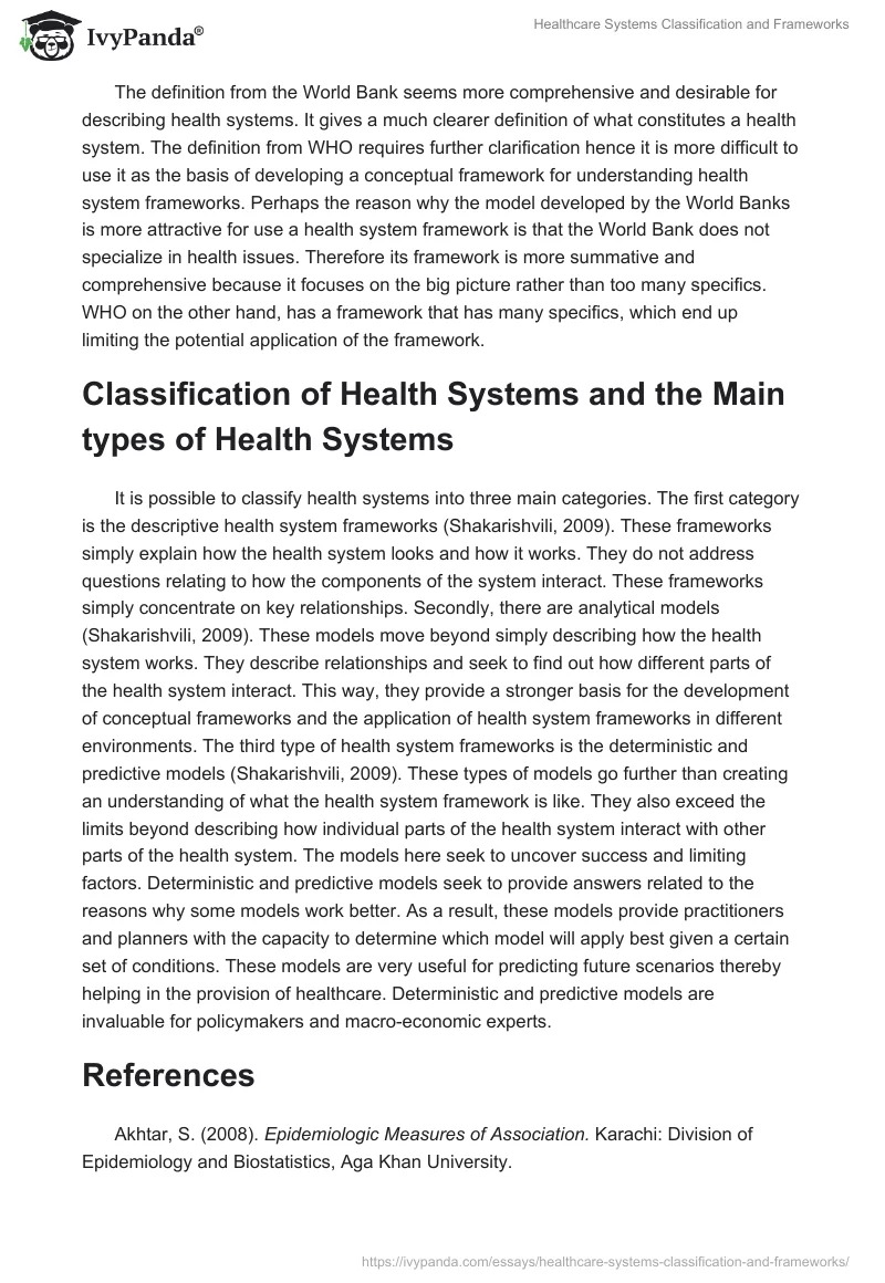 Healthcare Systems Classification and Frameworks. Page 3