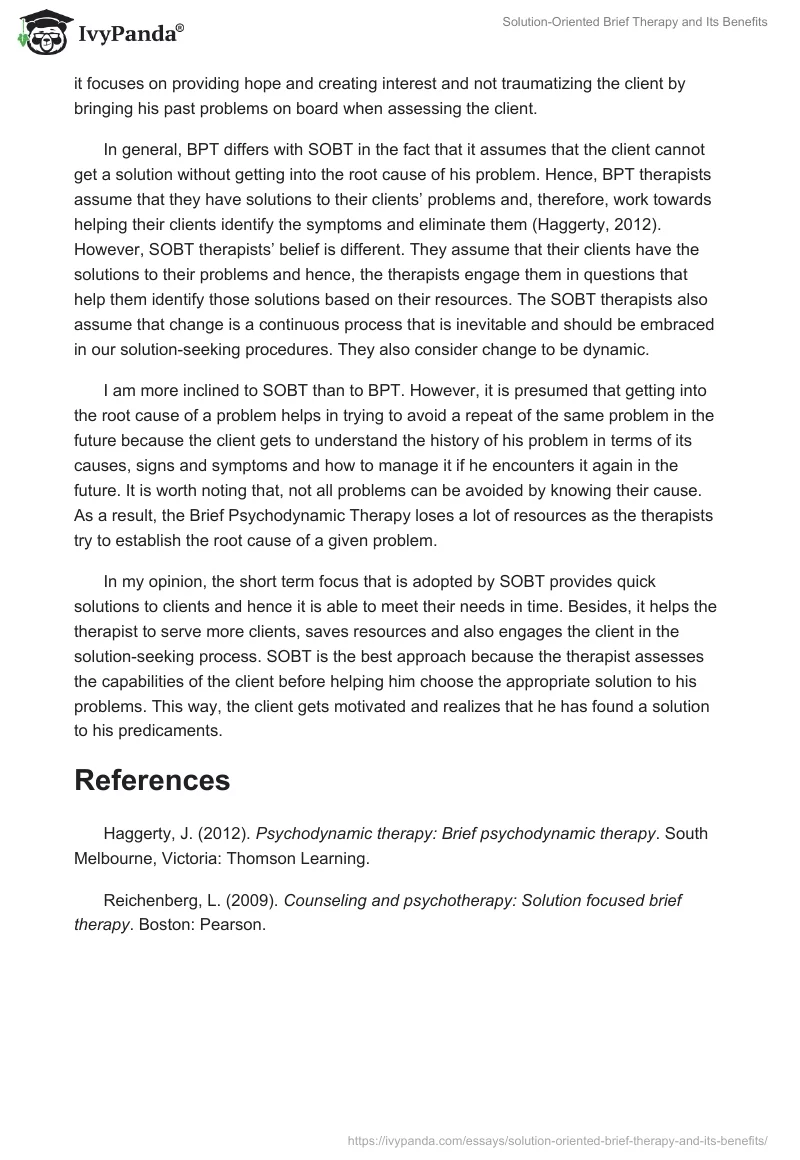 Solution-Oriented Brief Therapy and Its Benefits. Page 3
