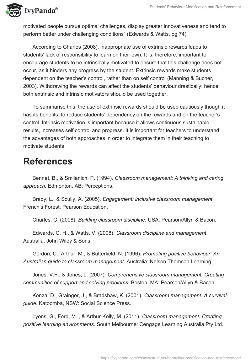 Students' Behaviour Modification and Reinforcement. Page 4