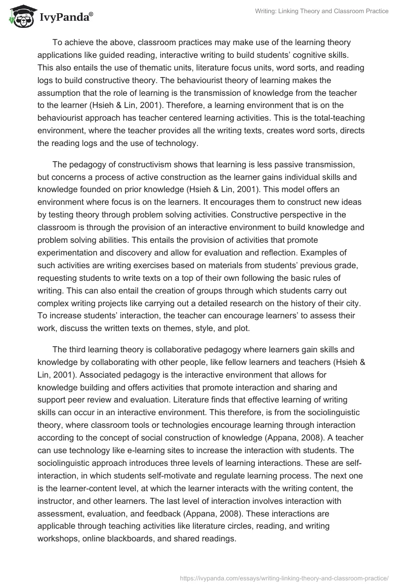 Writing: Linking Theory and Classroom Practice. Page 3