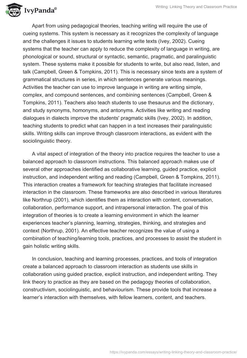 Writing: Linking Theory and Classroom Practice. Page 4