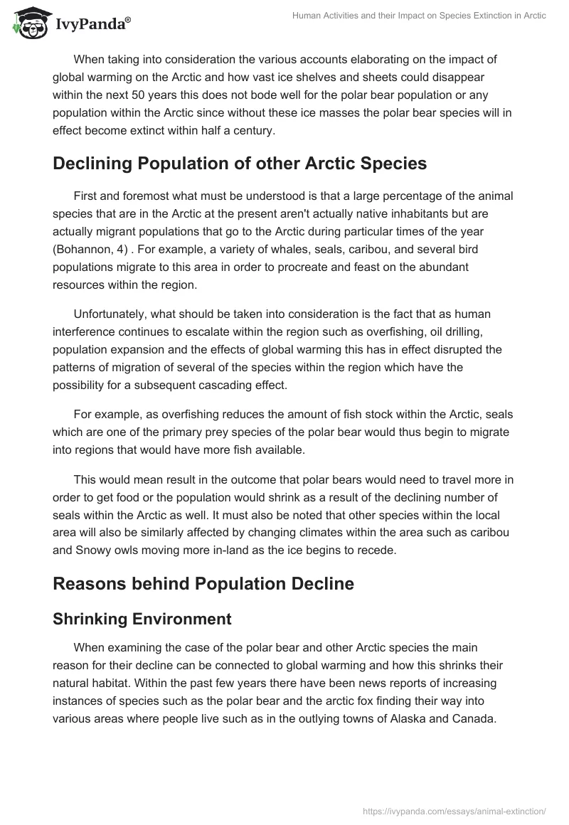 Human Activities and their Impact on Species Extinction in Arctic. Page 3