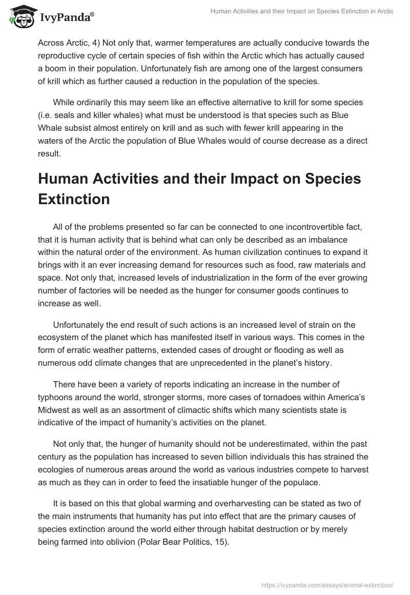 Human Activities and their Impact on Species Extinction in Arctic. Page 5