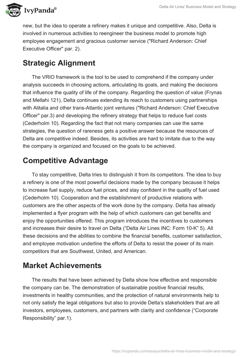 Delta Air Lines' Business Model and Strategy. Page 2