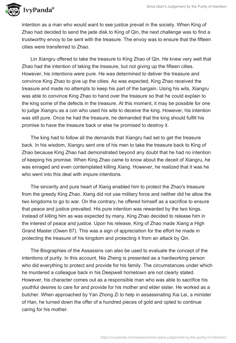 Sima Qian's Judgement by the Purity of Intention. Page 3
