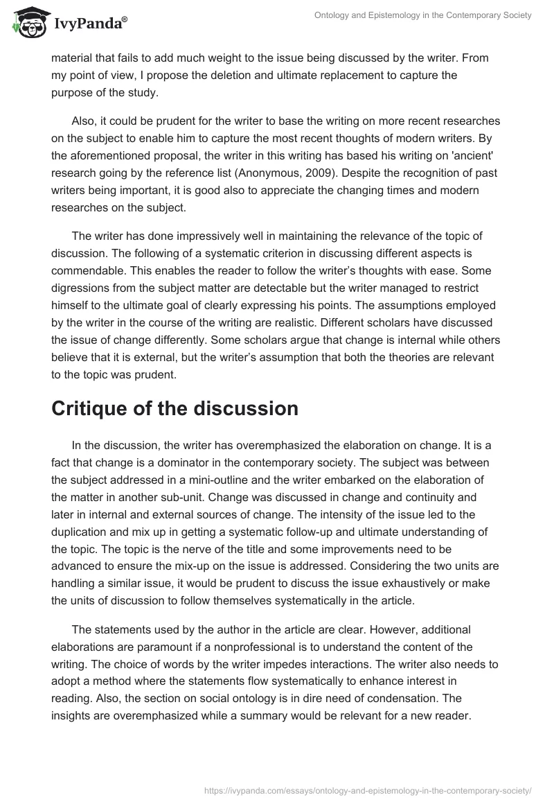 Ontology and Epistemology in the Contemporary Society. Page 3