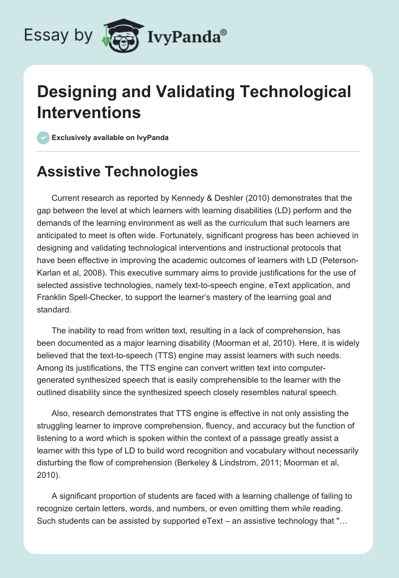 Designing and Validating Technological Interventions. Page 1