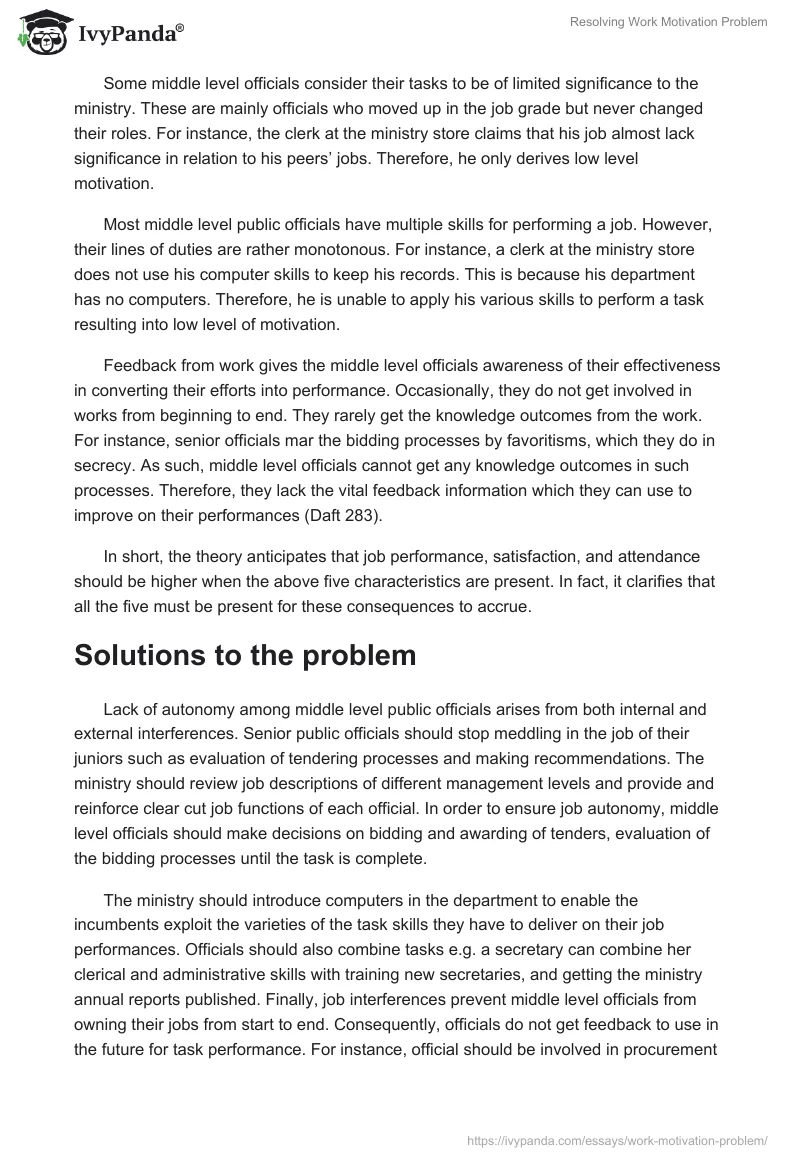 Resolving Work Motivation Problem. Page 2