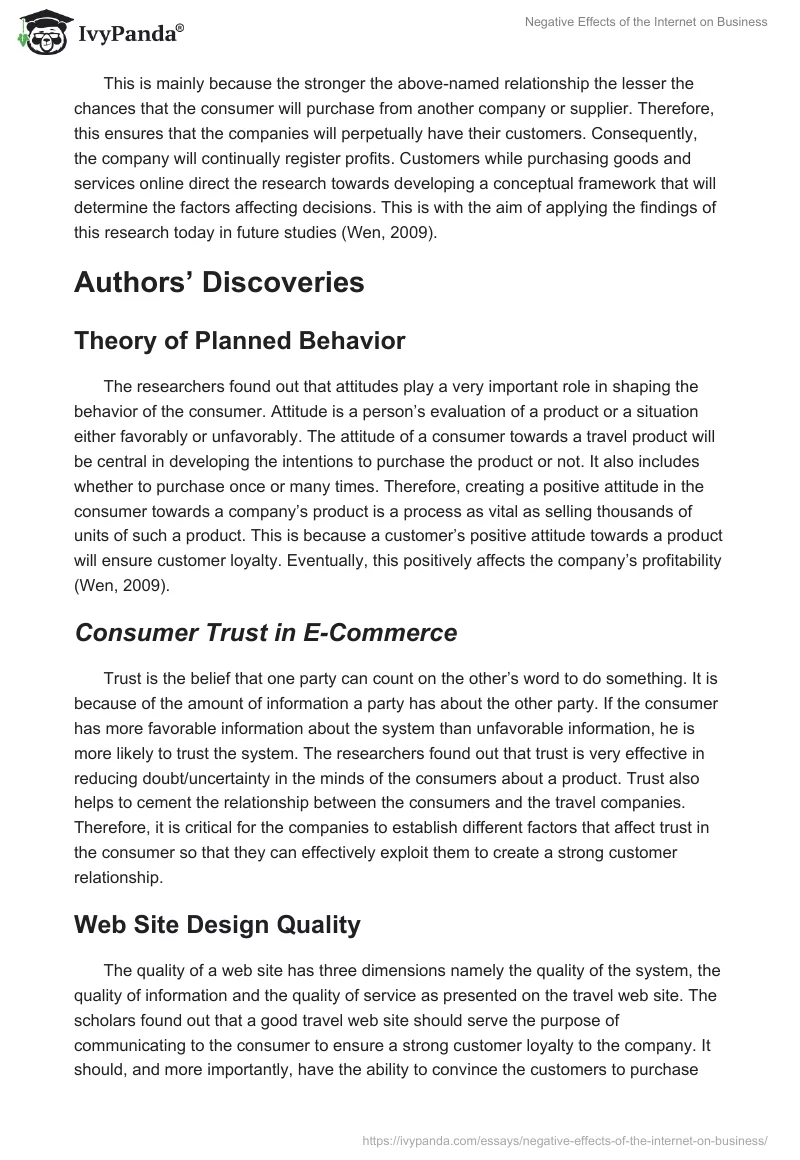 Negative Effects of the Internet on Business. Page 2