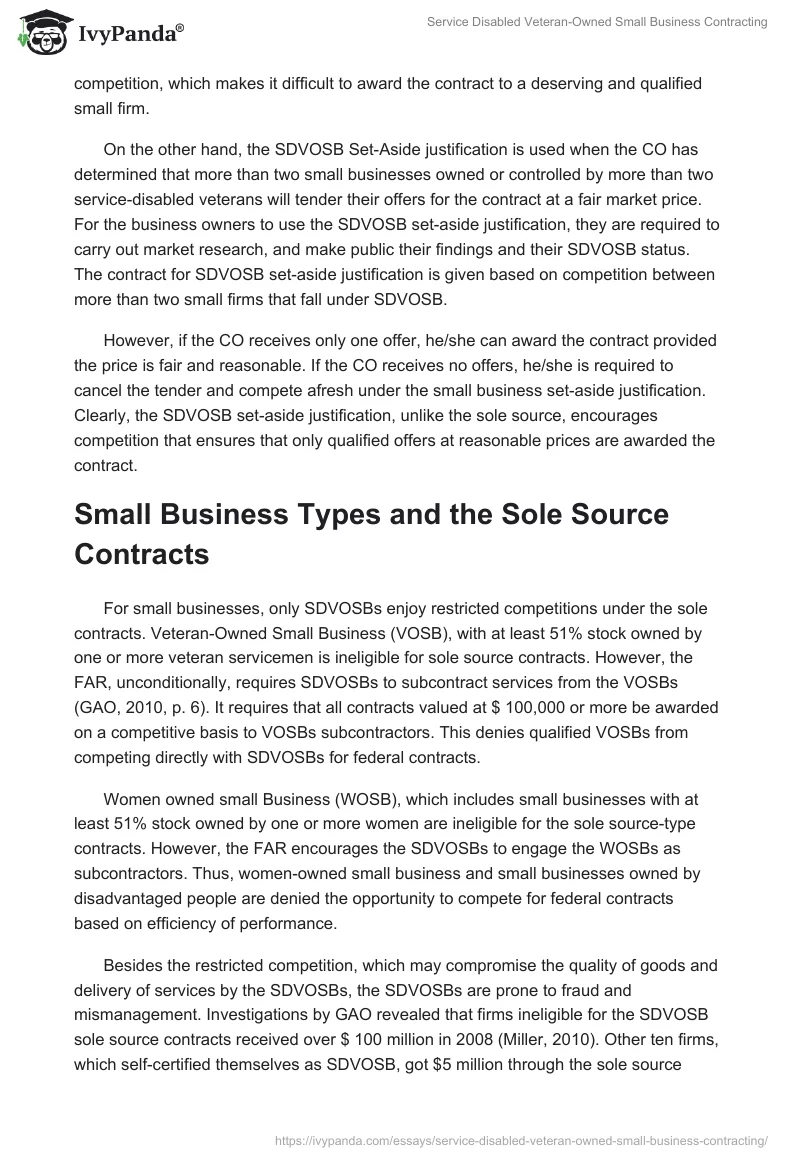 Service Disabled Veteran-Owned Small Business Contracting. Page 3