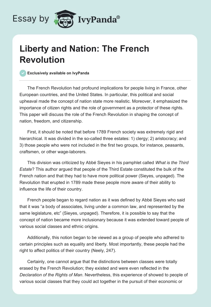 Liberty and Nation: The French Revolution. Page 1
