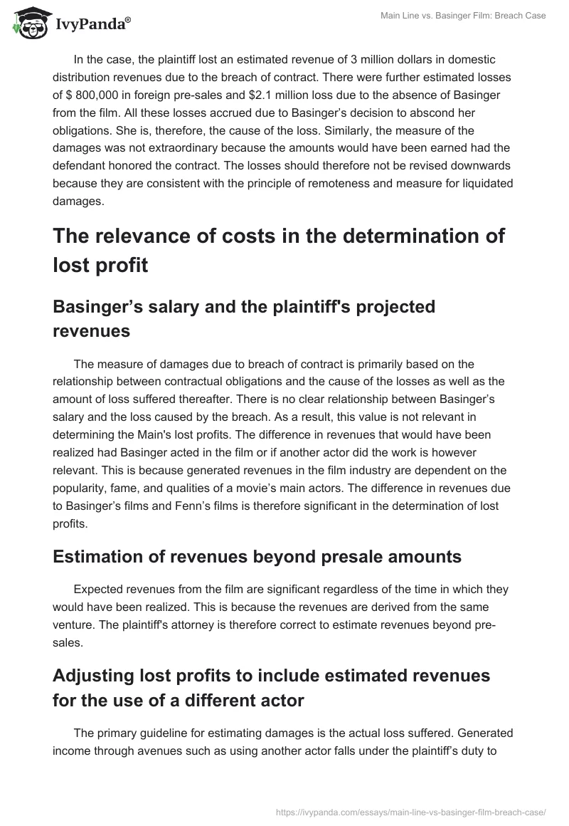Main Line vs. Basinger Film: Breach Case. Page 2